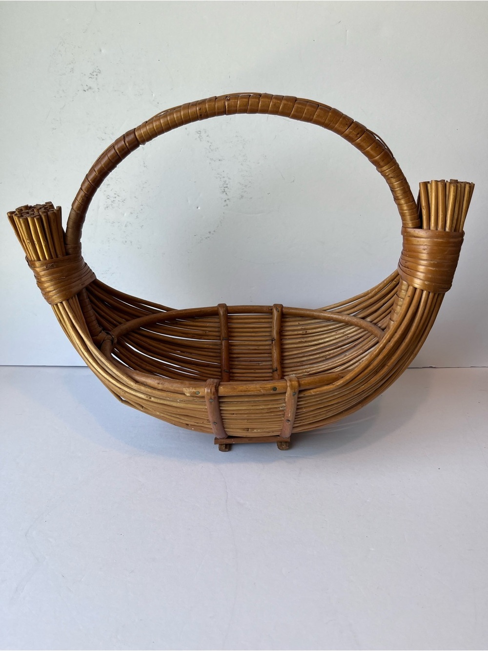 MCM Woven Boat Basket Vintage